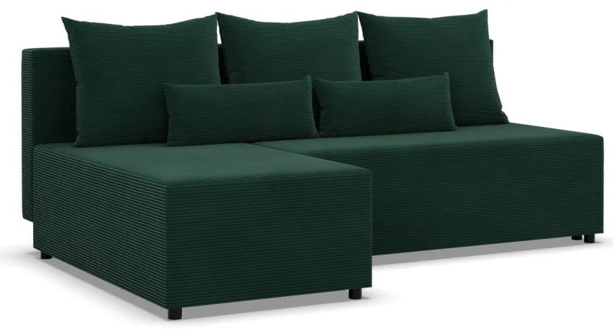 Nobu sarokkanapé, kordbársony, univerzális oldal, zöld