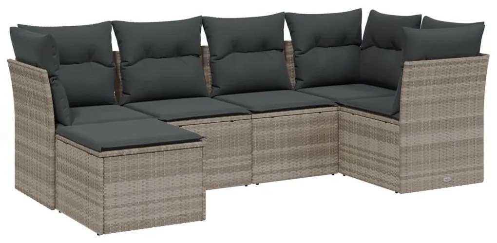 vidaXL 6 részes világosszürke polyrattan kerti ülőgarnitúra párnákkal