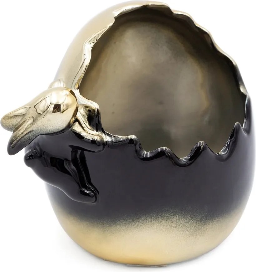 Húsvéti figura 12x10x11 fekete arany kerámia agyag tojás