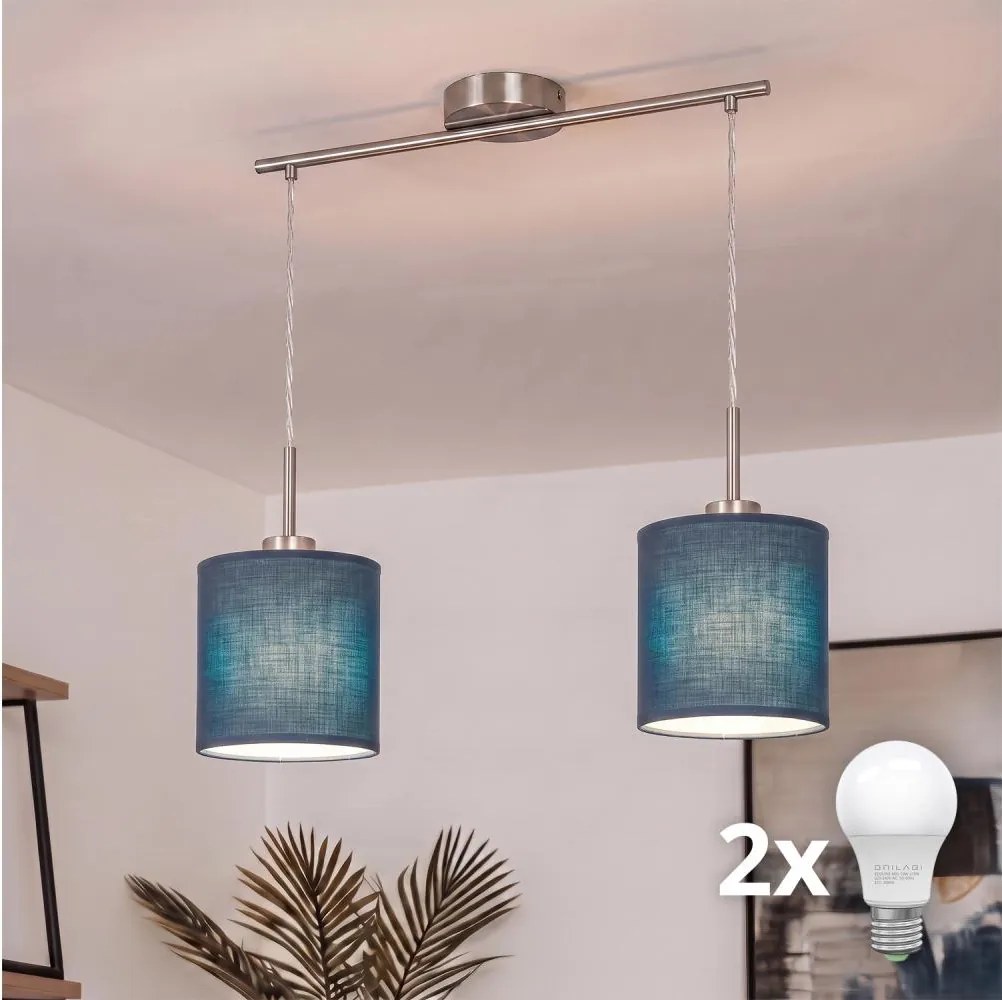 Brilagi - NUBILA LED függőlámpa zsinóron 2xE27/60W/230V sötétkék