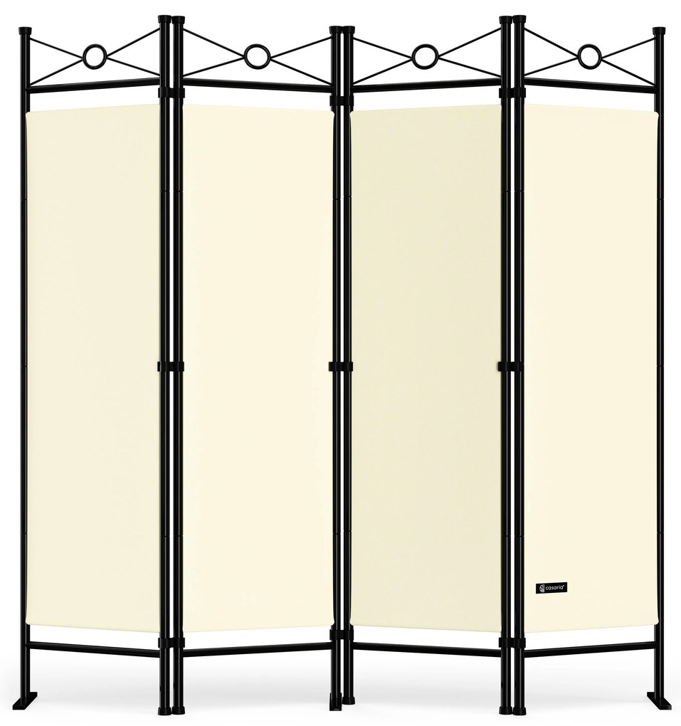Casaria® 4 paneles képernyő Lucca - krém