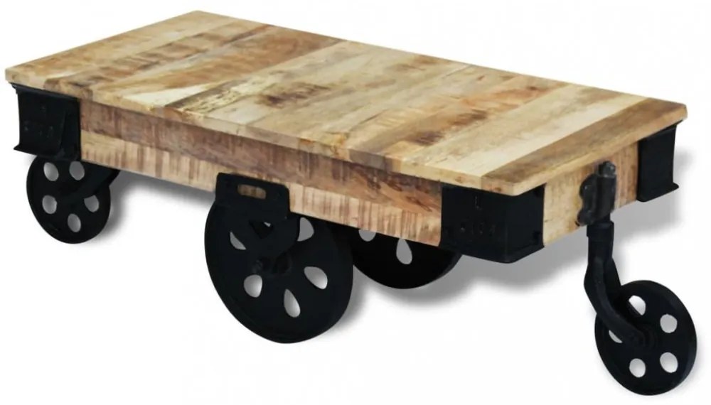 vidaXL mangófa dohányzóasztal kerekekkel