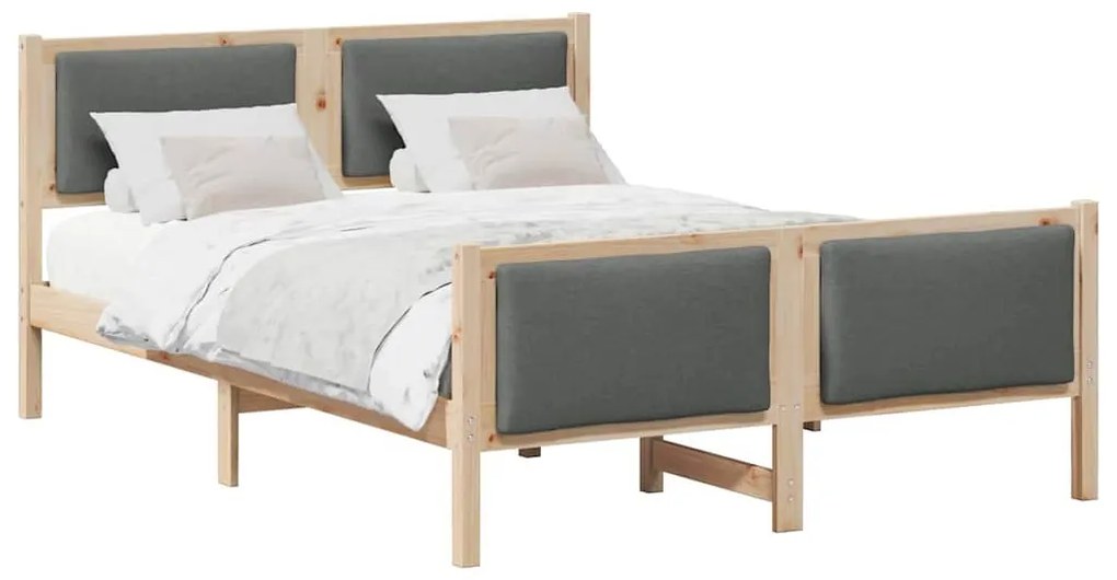 Ágykeret fejtámlával Sötétszürke 150 x 200 cm szövet