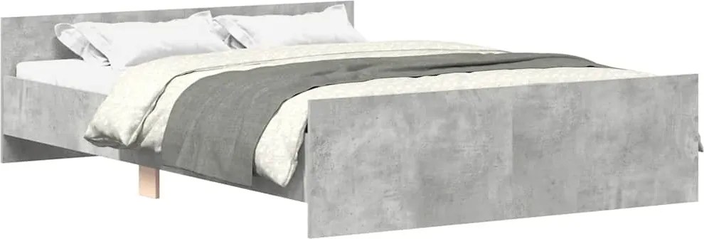 vidaXL betonszürke ágykeret fej- és lábtámlával 120 x 200 cm