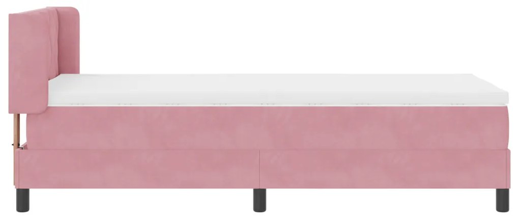 Boxspring Ágy Mattal Rózsaszín 90x200 cm Bársonyos