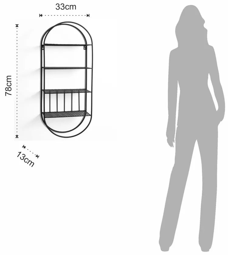 Joshua fekete fali polc - Tomasucci