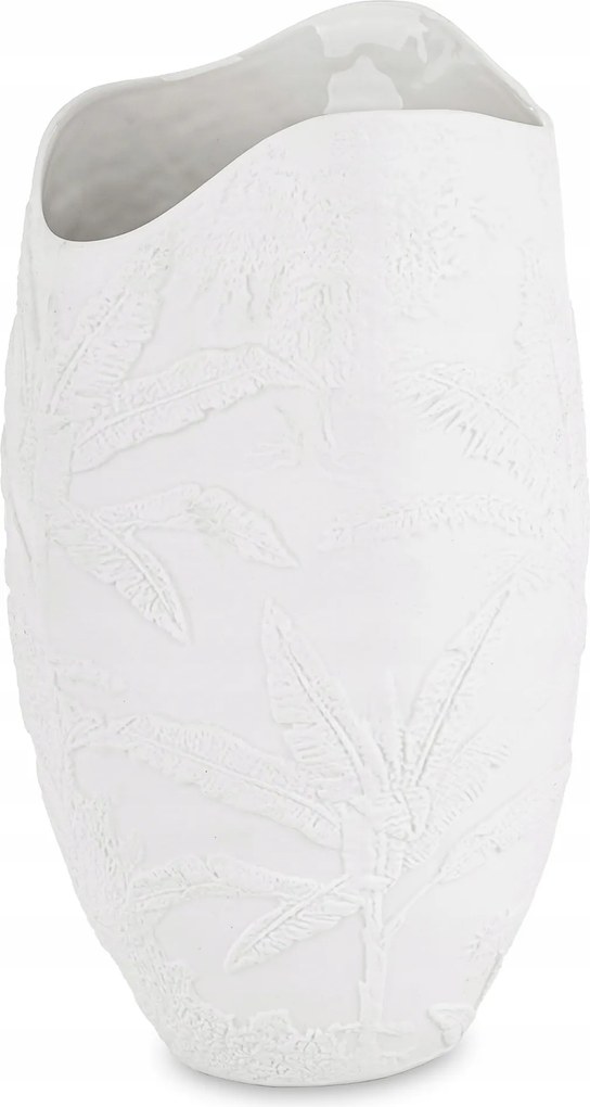 Elegáns fehér porcelán váza díszített magas 36 cm-es üveg fedél