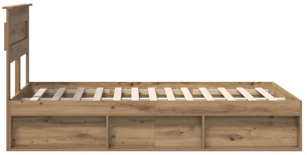 vidaXL Ágykeret matracmal Művészi tölgy 135 x 190 cm Tömör fenyőfa