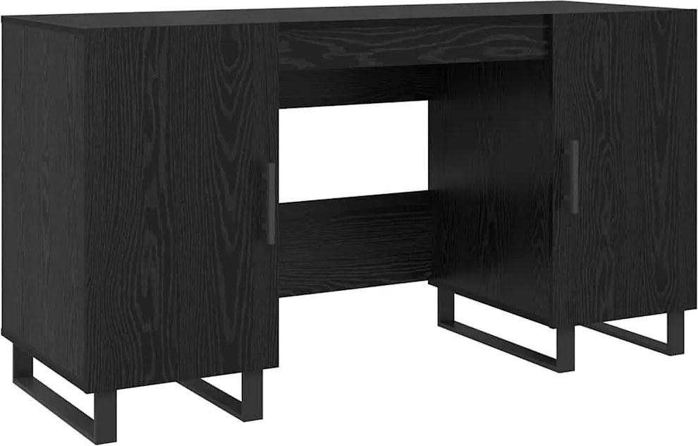 vidaXL Asztal polcokkal tárolóval Musta tammi 140 x 50 x 75 cm Faanyag