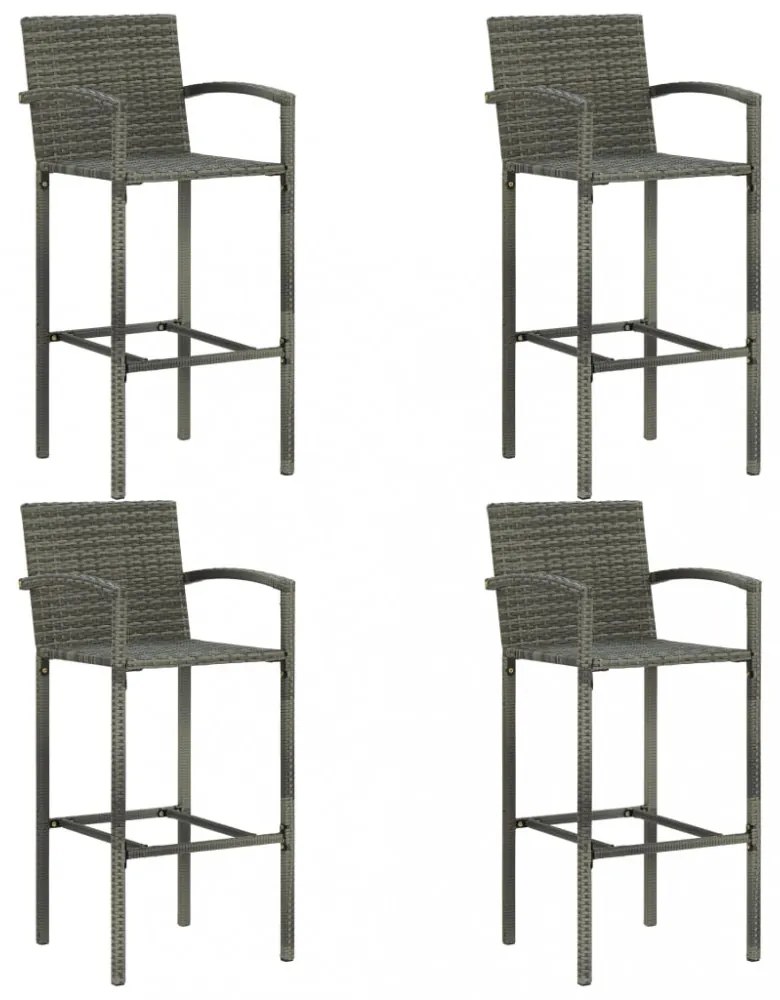 5 részes szürke polyrattan kerti bárszett