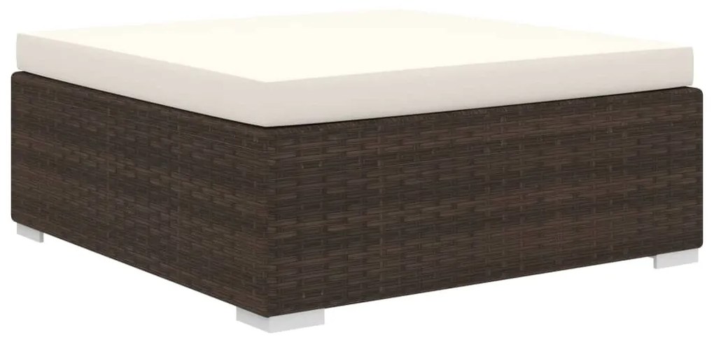 10-részes barna polyrattan kerti bútorszett párnákkal