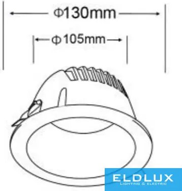 UNIVERSO mélysugárzó 12w 1100lm 6500k CRI≥80 60° kivágásØ105 fehér