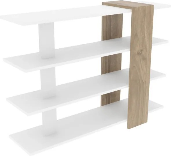 Nur könyvespolc, fehér-dió, 120 cm
