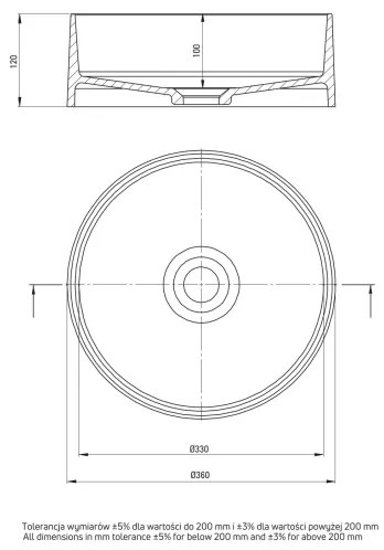 Deante CQS_5U4S SILIA 36 cm gránit mosdó, bézs, pultba szerelhető