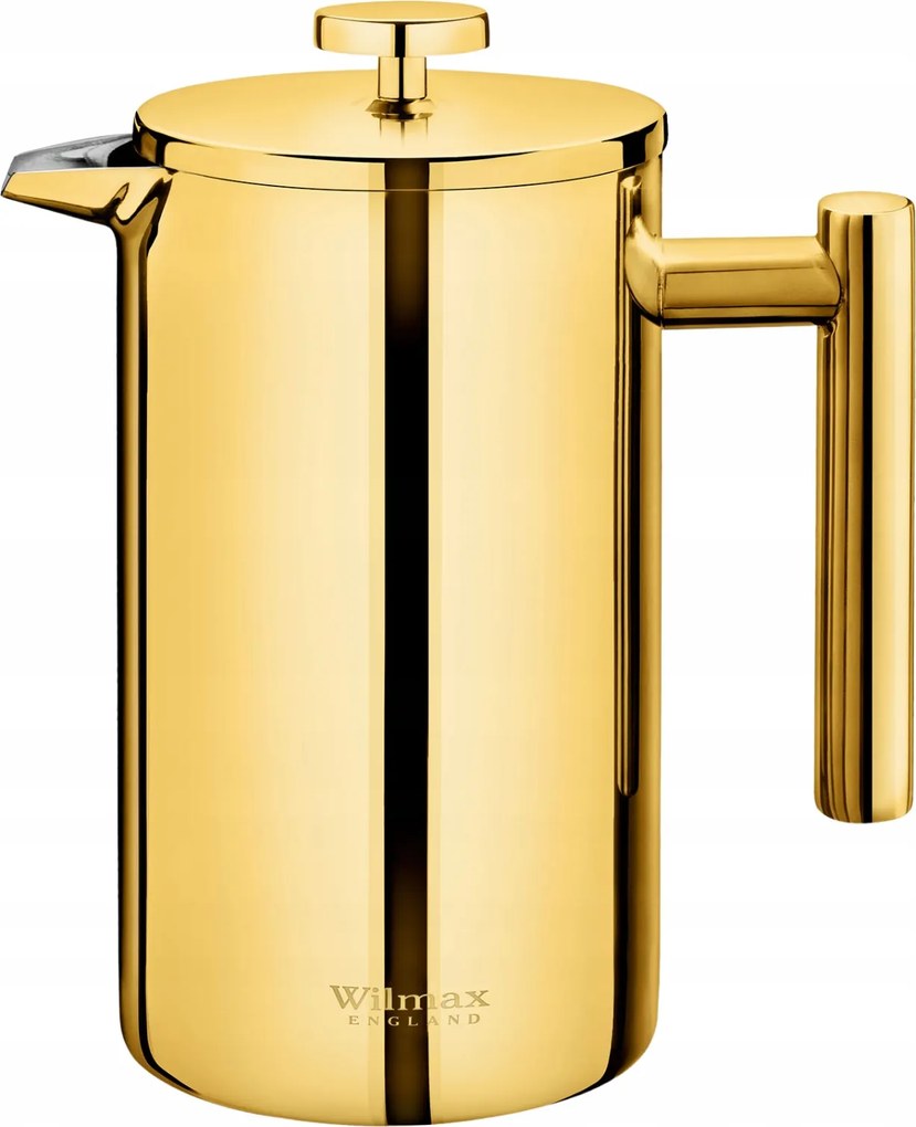 Dugattyús kávéfőző Duplafalú Acél French Press arany 1L Wilmax