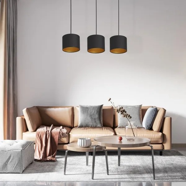 Csillár zsinóron ARDEN 3xE27/60W/230V fekete/arany