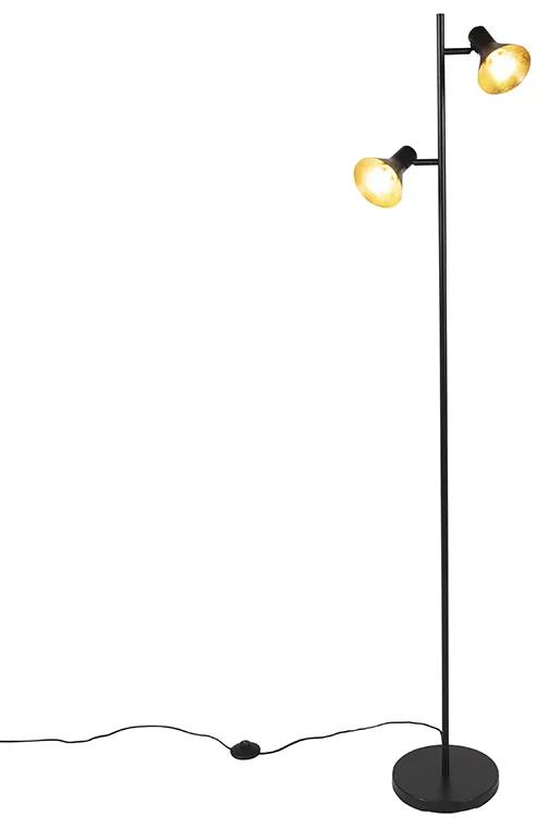 Modern állólámpa fekete, arany 2 lámpával - Magno