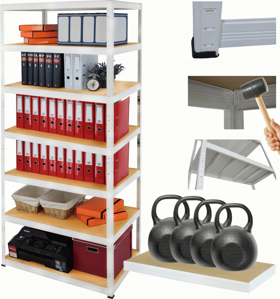 Tárolószekrény fém állvány Helios 270x110x30cm 7Px400kg Tömör Magas