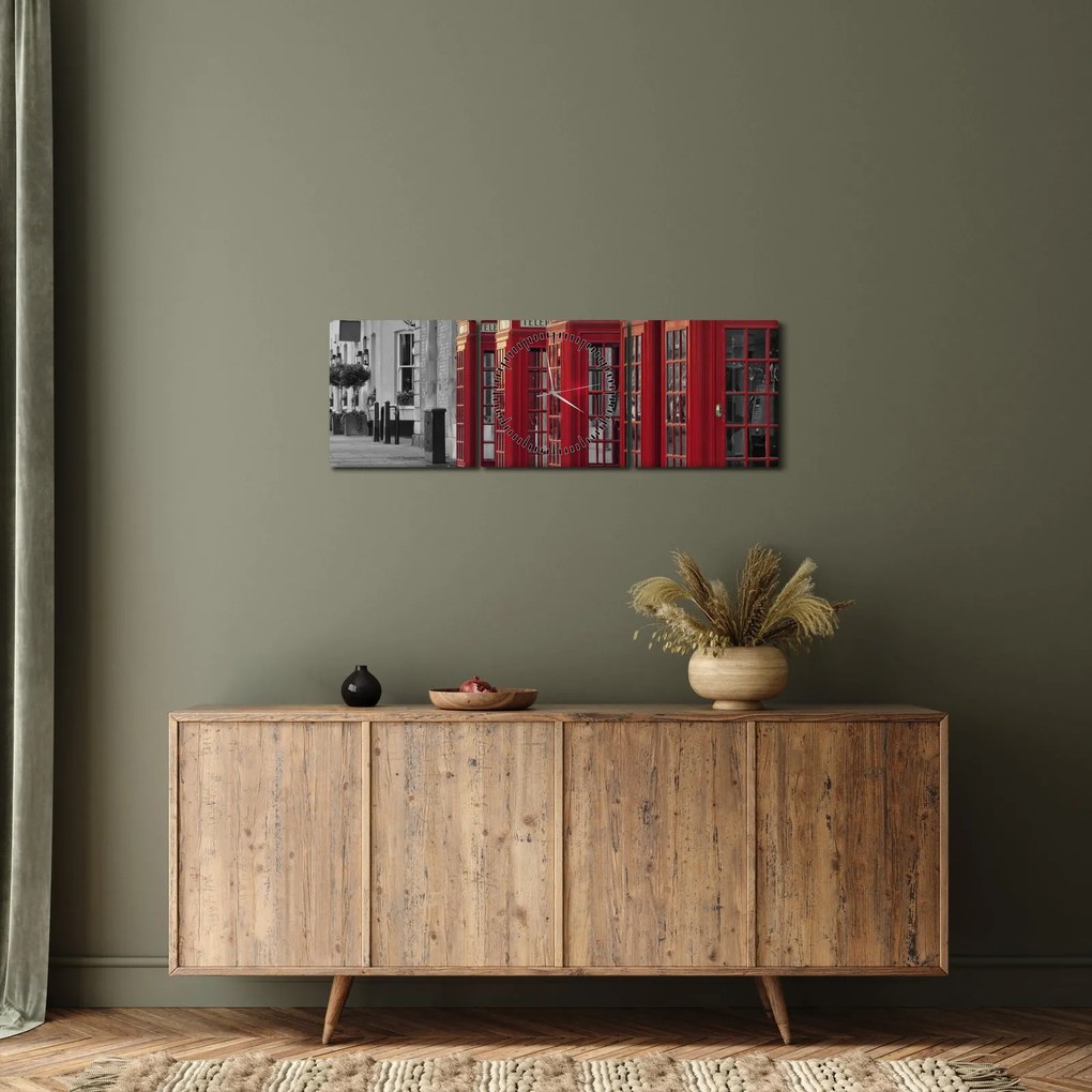 Kép - Londoni telefonfülkék (órával) (90x30 cm)