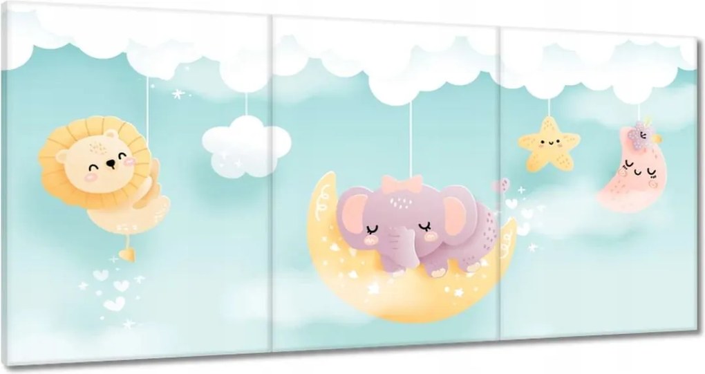 Vászonkép 60x30 Felhők és állatok
