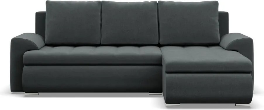 Tokio sarokkanapé, 2 ágyneműtartóval, bársony, jobboldali, szürke