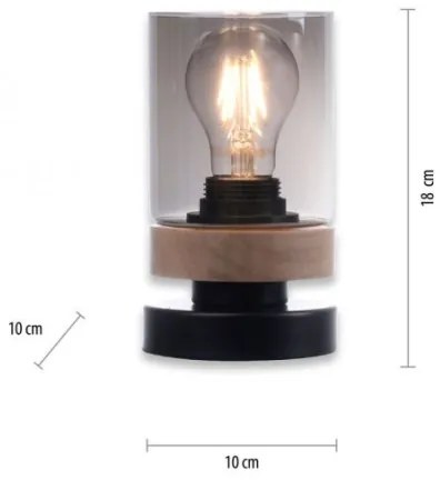 JUST LIGHT. 11310-18 - Asztali lámpa PASQUAL 1xE27/40W/230V fekete/gumifa