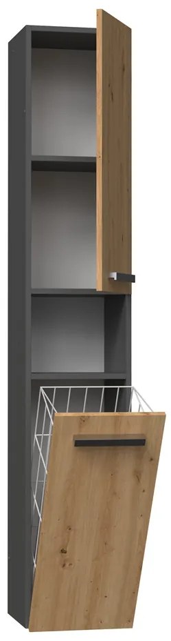 Riano MIX Nel III fürdőszoba szekrény, 31x174x30 cm, antracit-tölgy