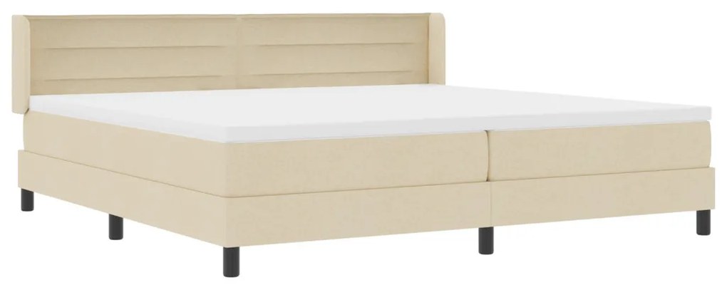 Boxspring ágy matraccal, Krém színben, 200 x 200 cm - Szövet