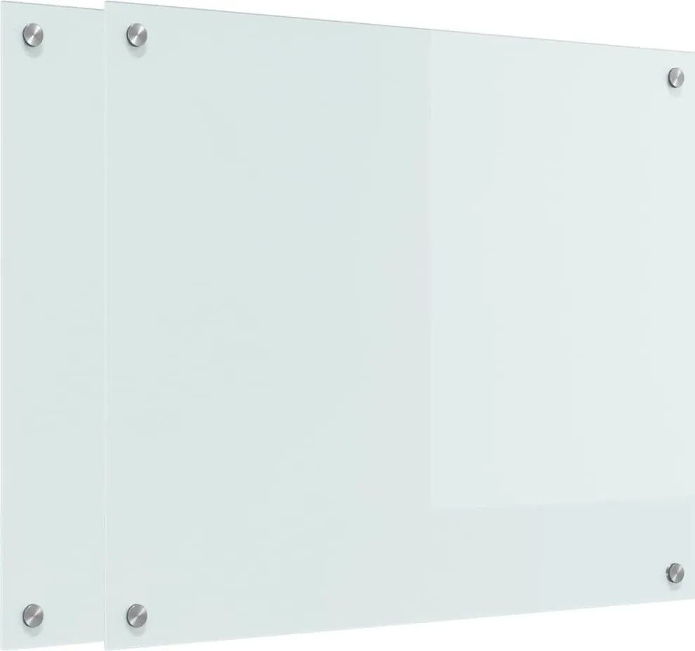 vidaXL Konyhai splashback 2 pcs Fehér 70 x 60 cm edzett üveg
