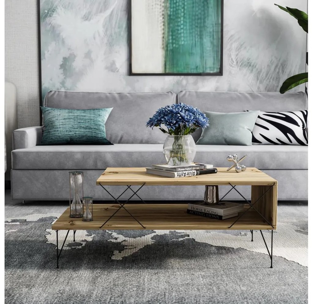 LOIRE dohányzóasztal 40x100 cm bézs/fekete