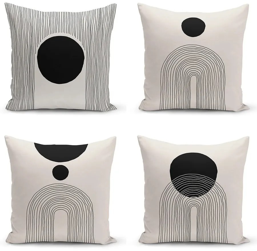Fekete-bézs párnahuzat szett 4 db-os 43x43 cm - Minimalist Cushion Covers