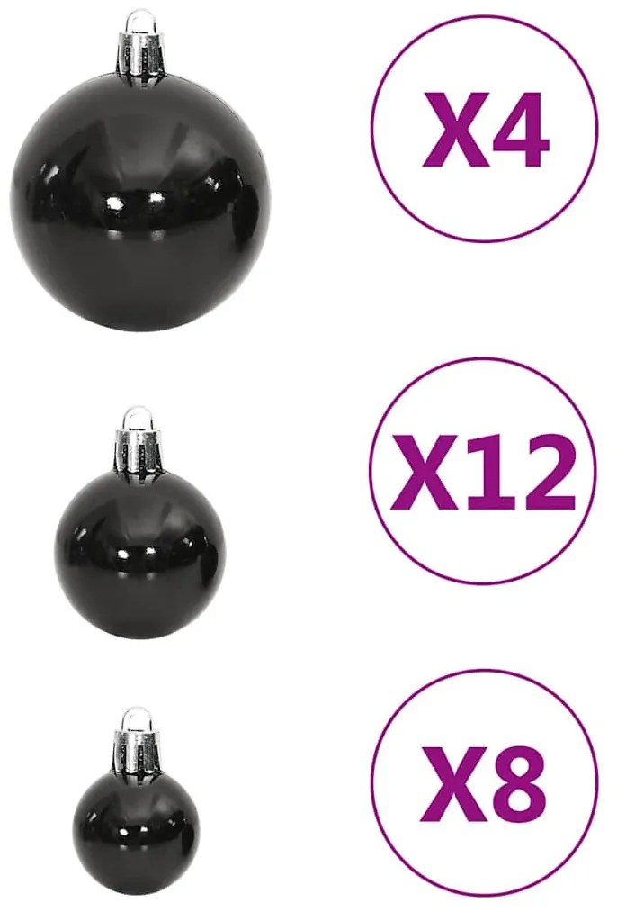 111 részes fekete polisztirol karácsonyi gömb szett