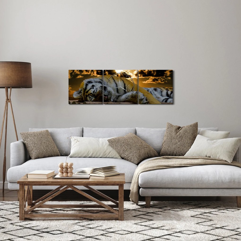Alvó tigris képe (órával) (90x30 cm)