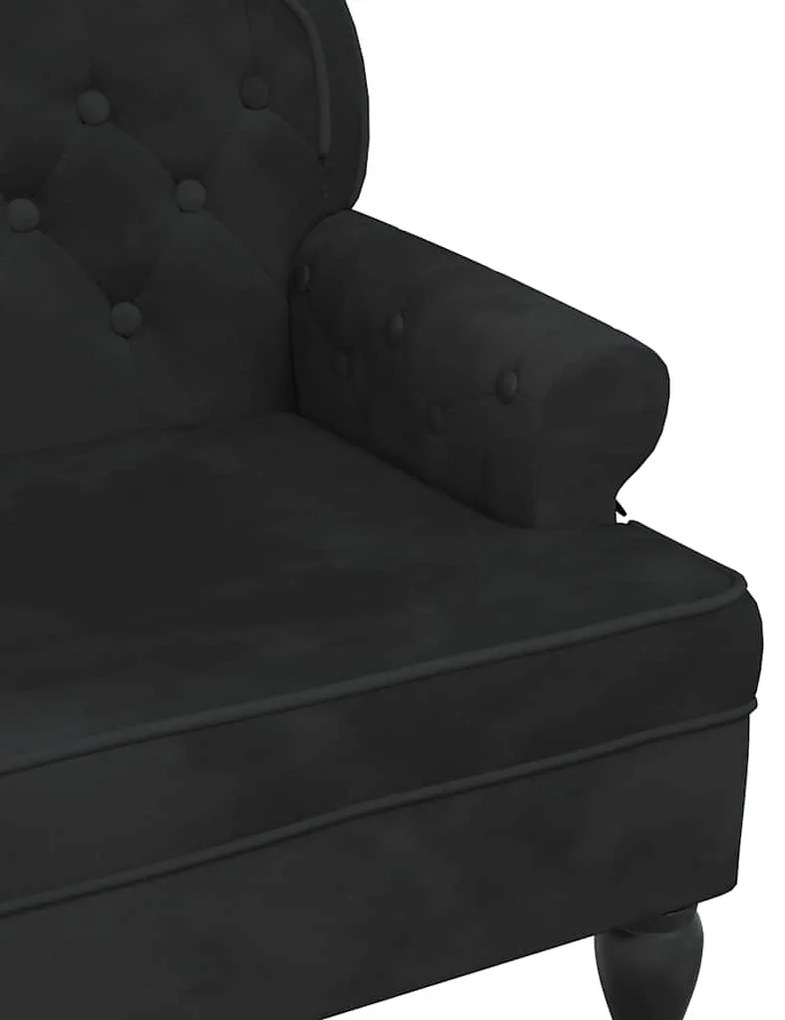 fekete bársony pad háttámlával 119,5 x 64,5 x 75 cm