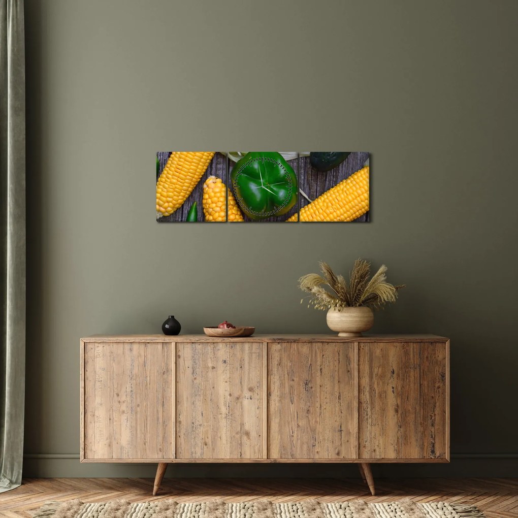 Zöldség képe (órával) (90x30 cm)