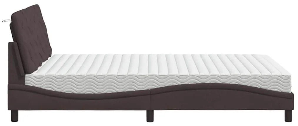 ágy matraccal Sötétbarna 140x200 cm szövet