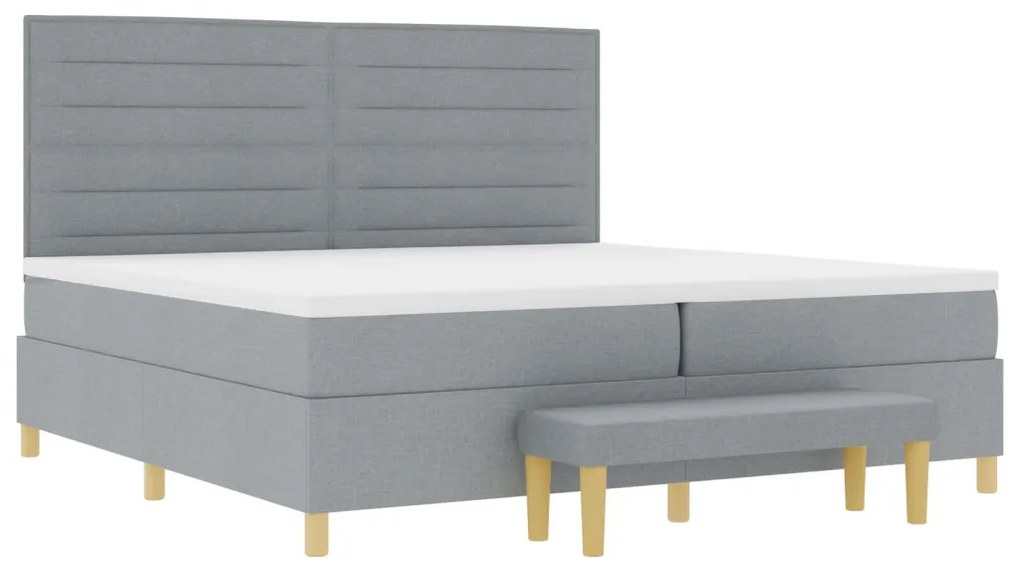 vidaXL Boxspring Ágy Matracokkal és Pad Light Grey 200x200 cm Szövet