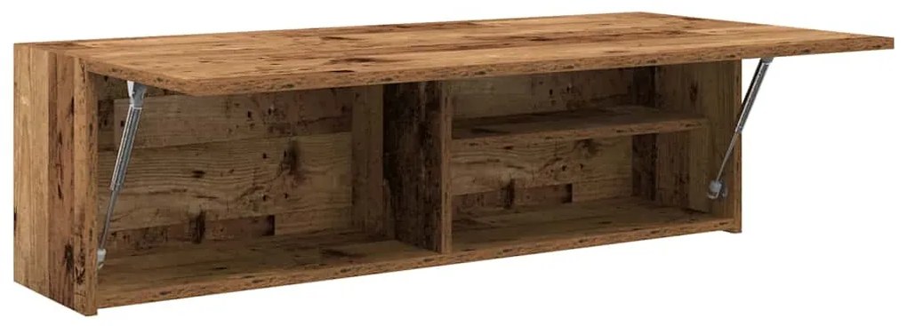 antik fa színű szerelt fa fali fürdőszobaszekrény 100x25x30 cm