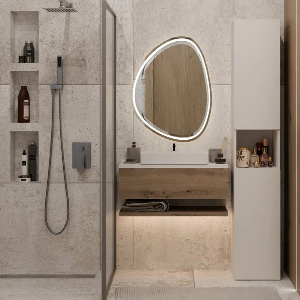 Kashar Nel III fürdőszoba szekrény, 31x174x30 cm, kasmír