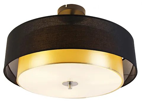 Modern mennyezeti lámpa fekete arannyal 50 cm 3-lámpás - Drum Duo