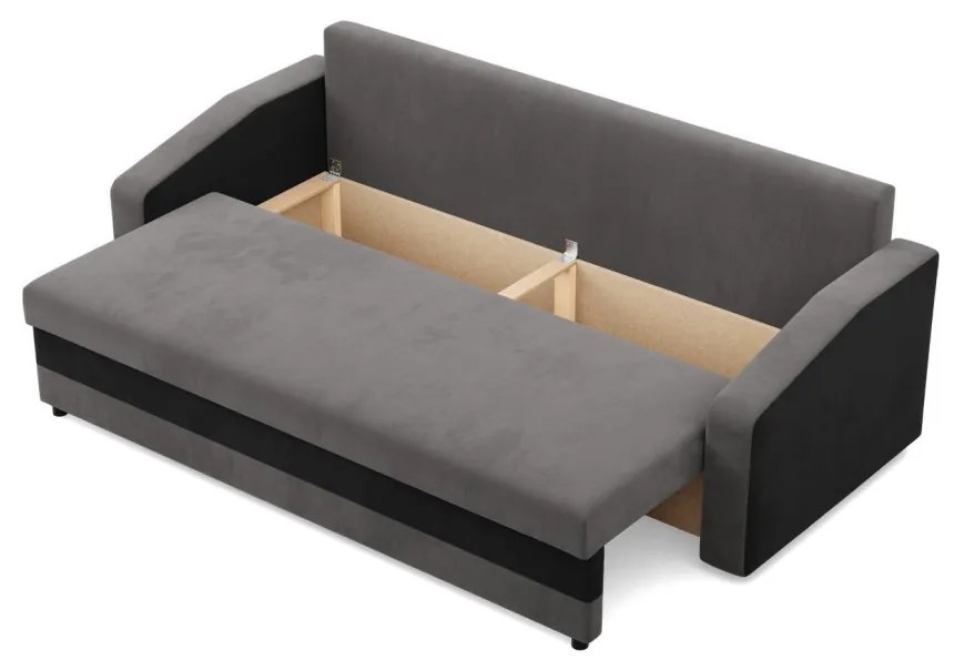 Hewlet kanapéágy, szövet anyag, bonell töltet, szürke - fekete