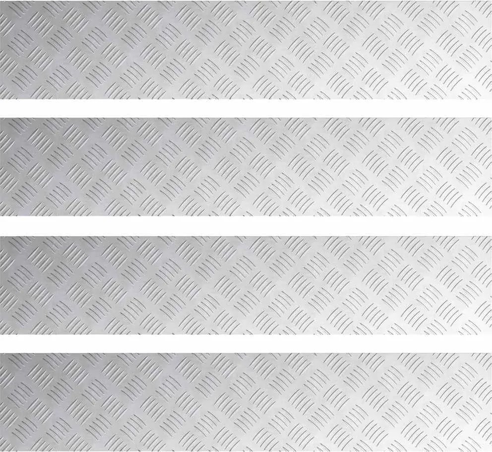 vidaXL Lépcsőfok Négyszögletes 4 pcs Ezüst 100 x 20 cm Alumínium
