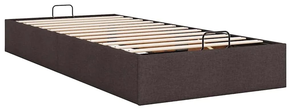 Ottomán sötétbarna szövet ágykeret matrac nélkül 90x200 cm