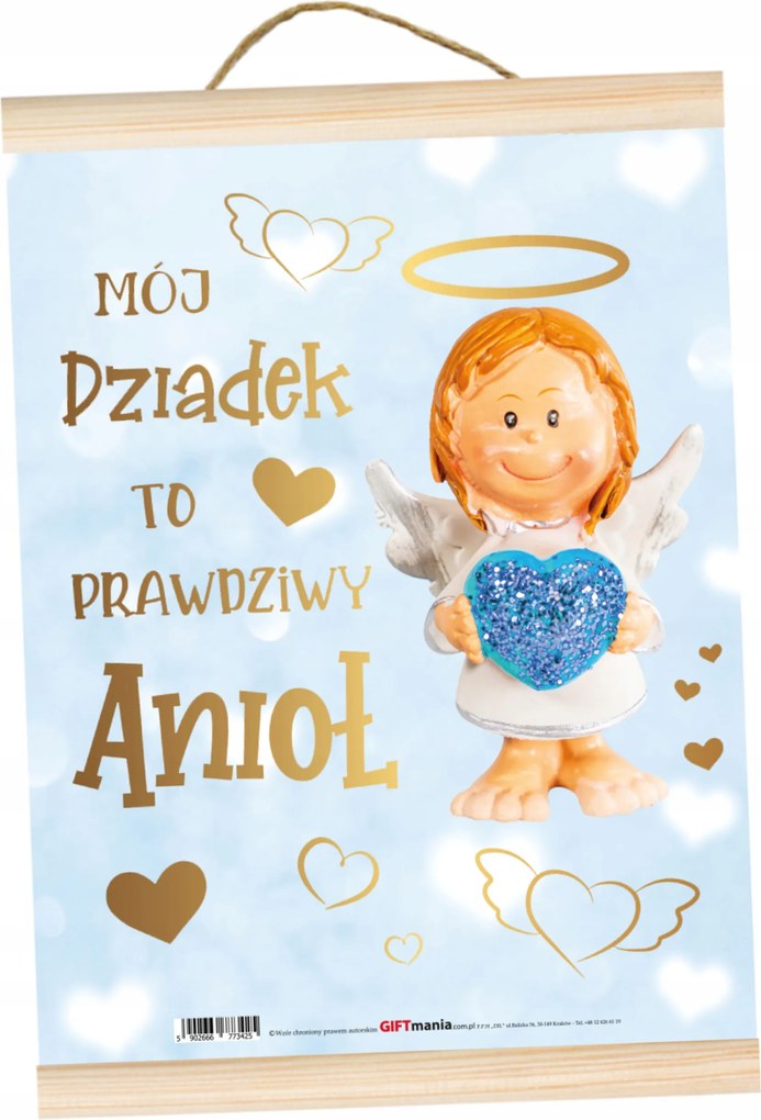 Ajándék Nagypapa napjára Oklevél Felakasztható keret Nagypapa Angyal