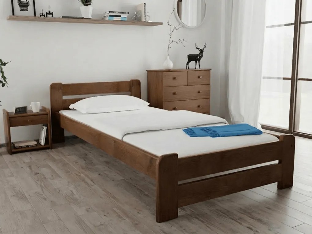 Laura ágy 80x200, tölgyfa Ágyrács: Lamellás ágyrács, Matrac: Coco Maxi 20 cm matrac