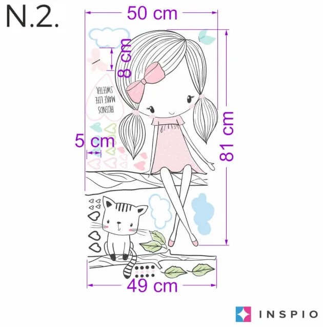 INSPIO Falmatricák - Tündér és cica egy ágon