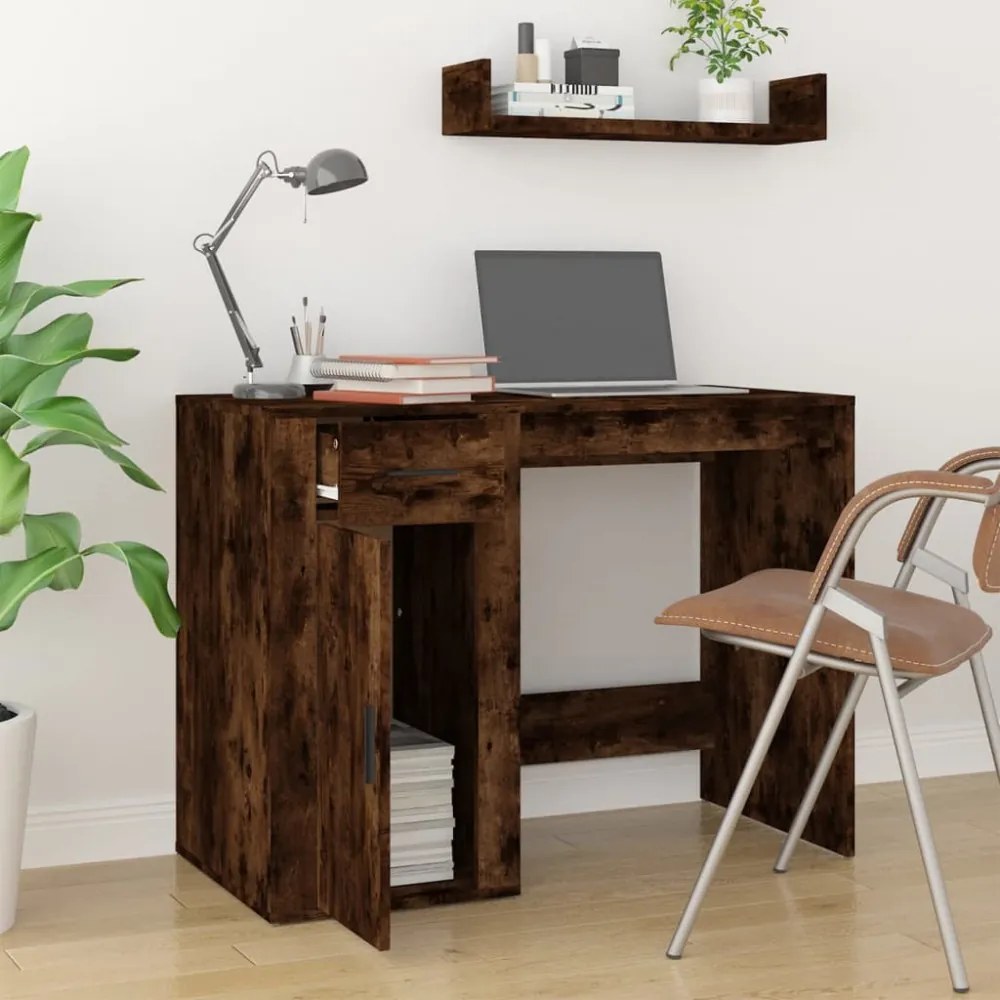 füstös tölgy színű szerelt fa íróasztal 100x49x75 cm