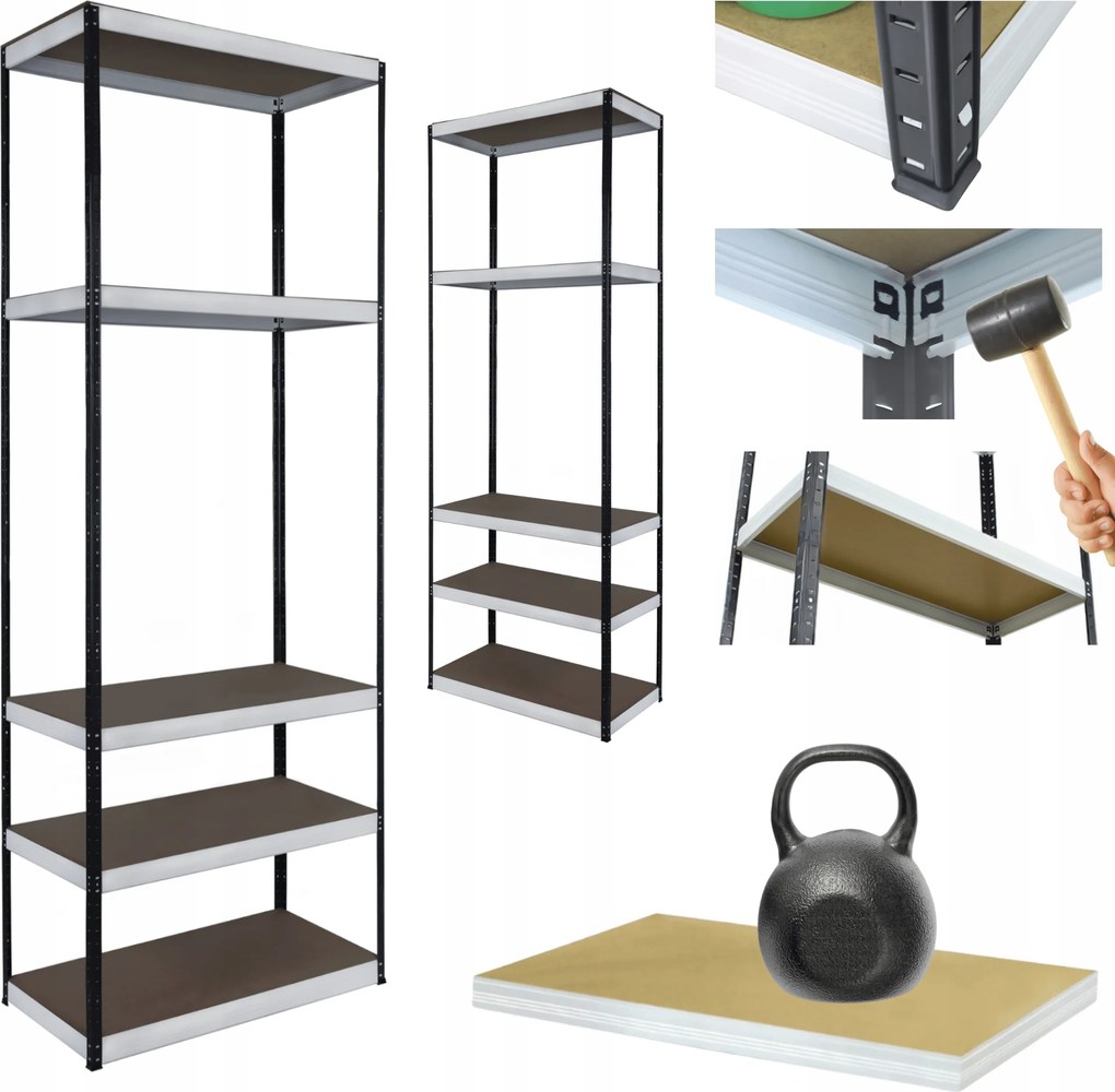 Tárolószekrény fém állvány Helios 213x50x50cm 5Px175kg Tömör