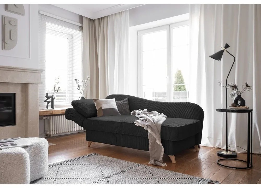 Antracitszürke kordbársony heverő (bal oldali) Chic Charlotte – Miuform