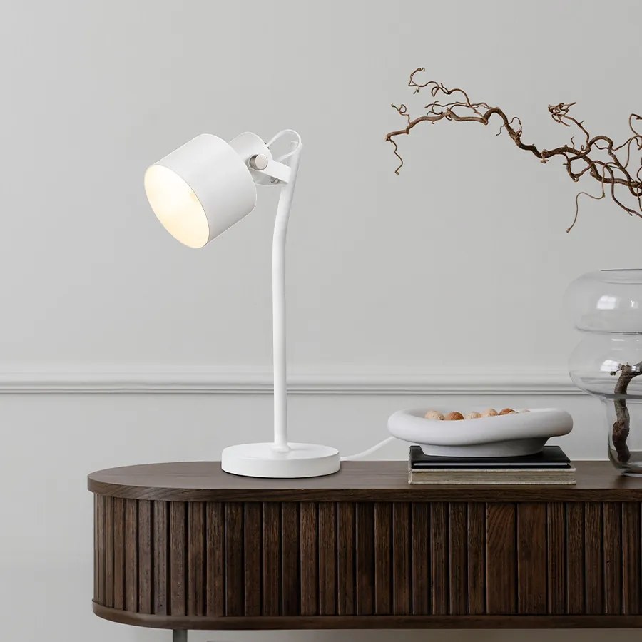 RENDL CELEIA asztali lámpa matt fehér matt nikkel 230V LED E27 11W
